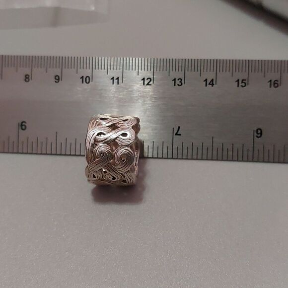 925 Thailand Brushed Sterling Silver Infinity Weave Pattern Wide Ring Size 6 - Picture 6 of 6